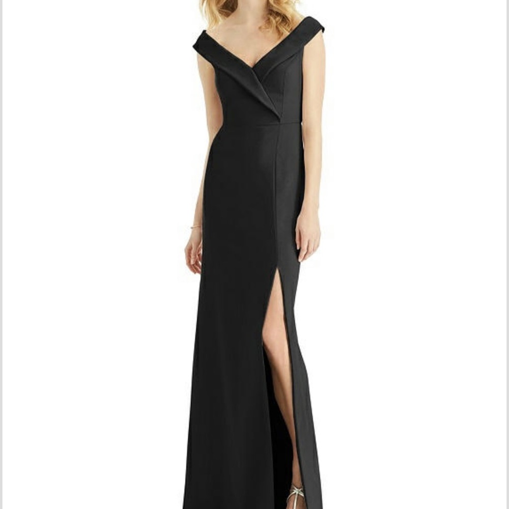 Dessy Black Crepe Bridesmaid Dress